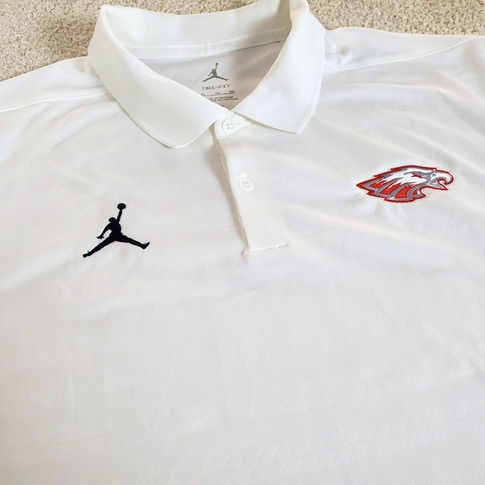 Atlanta‎ Falcons Men's Polo Shirt Size XL White Jordan Dri-FIT Short Sleeve